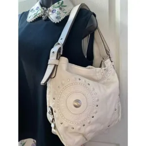 Coach Large White Leather Hobo Bag thumbnail 5
