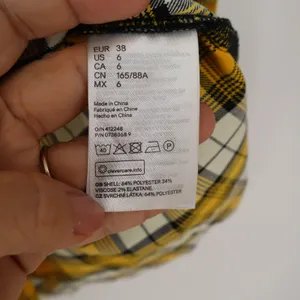 H&M Divided Yellow Plaid Mini Pinafore Dress Womens Size 6 Square Neck 90s Style thumbnail 3
