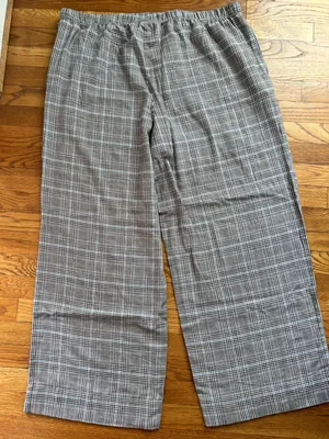 Auden Gray Plaid Women's wide-leg Lounge Pants thumbnail 2