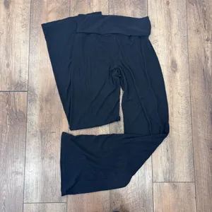Skims Black Ribbed Modal Spandex Foldover Maternity Pants Wide Leg Size Large thumbnail 4