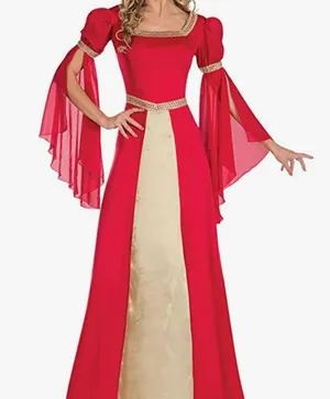 Renaissance Women Queen Princess Royalty Costume Dress Gown Red NEW thumbnail 1