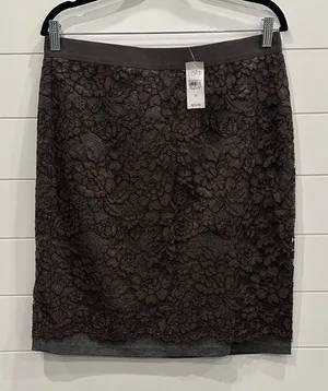 LOFT Chocolate/GREY Lace Pencil Skirt thumbnail 1