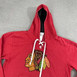 Chicago Blackhawks Hoodie Women L Red Old Time Style NHL Pullover‎ thumbnail 2