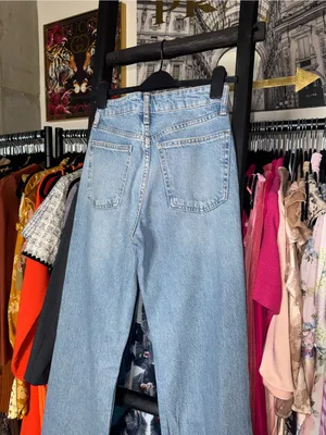 Zara Rhinestone Studded Wide Leg Jeans Light Wash Denim Womens 4 New NWT thumbnail 12