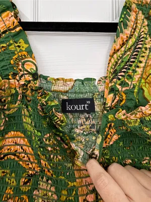 Kourt Calypso Tropical Smocked Tiered Dress Women’s Extra Small thumbnail 3