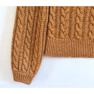 Abercrombie & Fitch Womens Brown Cable Knit Raglan Crew Neck Sweater Small thumbnail 5