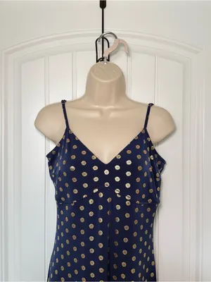 Michael Michael Kors Small Navy Gold Foiled Medallion Prints V Neck Maxi Dress thumbnail 7
