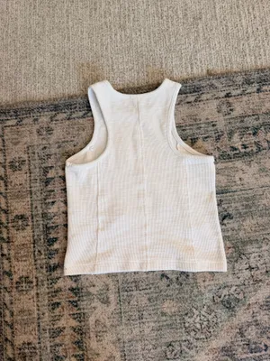 Anthropology pilcro white cropped racer back studded tank top XXS thumbnail 6