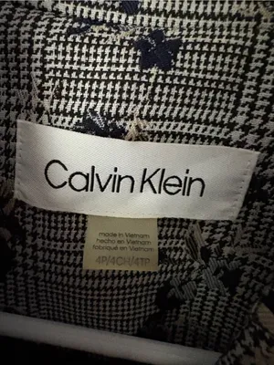 Calvin Klein double-breasted long blazer trench jacket floral print women sz 4 p thumbnail 4