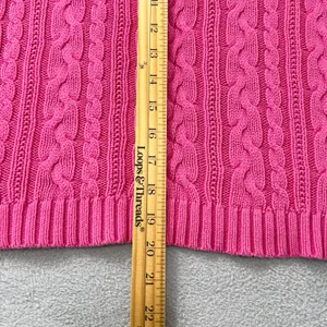 Lauren Ralph Lauren Cable Knit Sweater Womens M Pink Cotton Crew Neck Preppy thumbnail 7