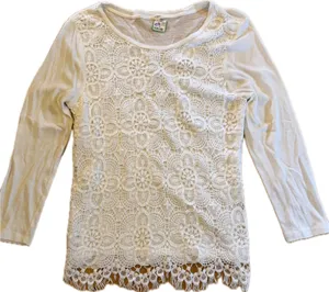 J. Crew Blouse Womens Size M White Floral Crochet Lace Overlay Long thumbnail 1