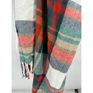 J.Crew Plaid Blanket Scarf Oversized Tartan Fringe Preppy Holiday Academia thumbnail 2