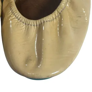 Tieks Patent Leather Cream Beige Green Foldable Travel Ballet Flats Shoes Size 8 thumbnail 6