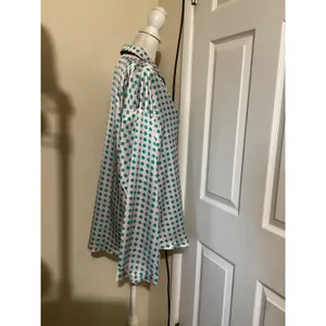 Princess Polly Pink Green Diamond Print Satin Button Down Shirt US 6 NEW thumbnail 2