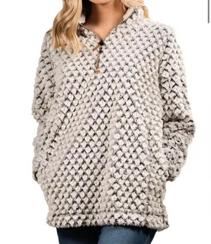 Simply Southern quarter zip long sleeve soft fuzzy pullover size Large thumbnail 2