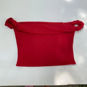 Peppermayo Red Off Shoulder Crop Top Knotted Strap Going Out Y2K thumbnail 2