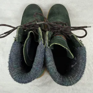 Wolverine Wilderness Forest Green Suede Lace Up Boots Wool Collar Lug‎ Sole 8.5 thumbnail 6
