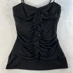 Vintage Y2K Takara L Large Babydoll Top Ruched Ruffle Tank Whimsygoth Goth Fairy thumbnail 5