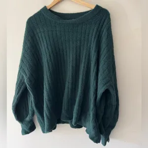 Aerie Emerald Green Fuzzy Soft‎ Buttercream Crew Sweater thumbnail 2