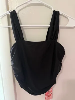 SHEIN MOD Ruched Square Neck Mesh Black Size XS thumbnail 3
