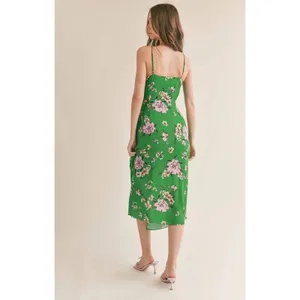 Sage The Label Greener Side Floral Wrap Midi Dress Green Small NWT thumbnail 7
