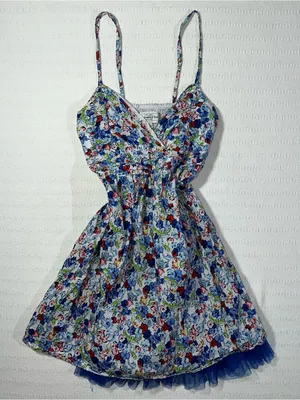 Vintage Abercrombie & Fitch Y2K Cotton A Line Dress Womens S 2000s Sundress thumbnail 1