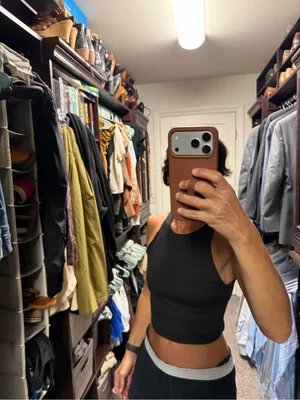 Source Unknown Black Ribbed High-Neck Crop Top thumbnail 3