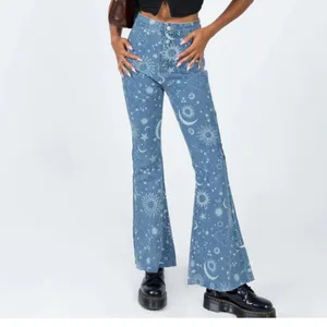 Super Cool Juny Celestial Whimsigoth Flare Jeans! Blue Size 28 thumbnail 4