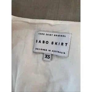 Sabo Skirt White Linen Cotton Button Down Puffed Sleeve Mini Dress Size XS thumbnail 8