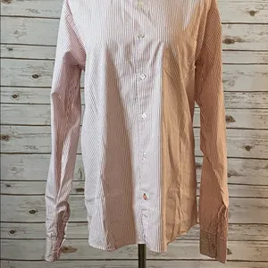 J Brand classic red/white striped long sleeve button-down shirt Size XL thumbnail 2