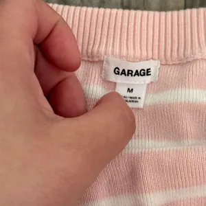 Garage Short Sleeve Off Shoulder Sweater coquette pink striped thumbnail 3