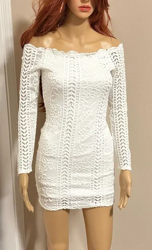 Windsor Elegant White Lace Off-Shoulder Dress thumbnail 1