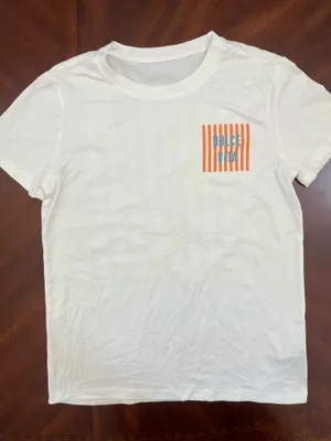 SHEIN Dolce Vita Graphic T-Shirt White Orange Blue Size S thumbnail 3