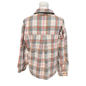 Altard‎ State Plaid Shacket Womens Grey Orange Pink Button Shirt Jacket Small thumbnail 7