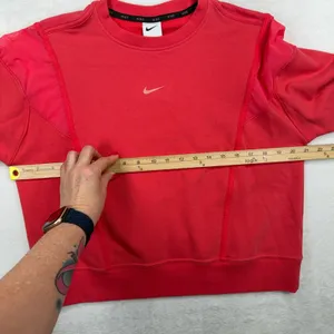 Nike Medium Sweatshirt Dri-FIT Cropped Mesh Panel FB5246-648 Pink Red Activewear thumbnail 8