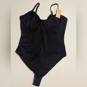 Popilush Corset Bodysuit Built in Bra V Neck Tummy Control Thong Shapewear NEW thumbnail 2