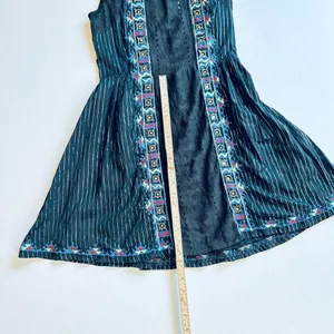 Free People Water Lilly RARE black metallic pinstripe crotchet lace mini dress thumbnail 12