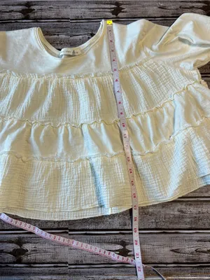 Altar’d State Cream Peplum Cottage Core Long-Sleeve Women’s Top size small thumbnail 6