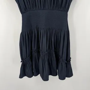 Ramy Brook Tilda Dress Women’s Size XXS Crossover Mini Ruffle Smocked navy blue thumbnail 14