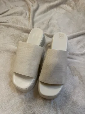 a new day Cream Platform Slide Mules with Wide Elastic Upper thumbnail 2