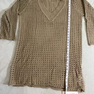 Women’s Cream Crochet Swim Coverup with V-Neck thumbnail 5