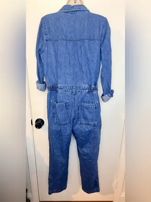 Old Navy Coveralls Womens Small Denim Jumpsuit Boilersuit Utility Workwear Blue thumbnail 9