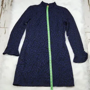 Anthropologie Hutch Michaela dress‎ long sleeve mock neck black navy blue M thumbnail 9