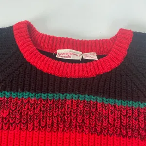 Vintage Striped Sweater Pullover Red Black Green Retro Hong Kong Bright Colorful thumbnail 7