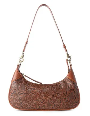 NWT Boutique Western Heritage Vine Embossed Brown Leather Mini Bag thumbnail 1