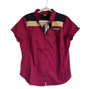 Harley-Davidson 120th Anniversary Women’s Zip Up Garage Shirt NWT XL thumbnail 1