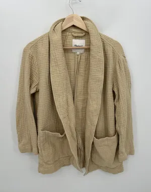 Madewell Blazer Women Small‎ Lightspun Dorset Gauze Slouchy Oversized Khaki thumbnail 1
