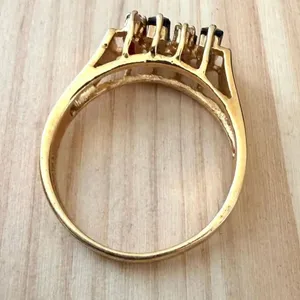 18K GER Multicolor Baguette Ring Gold Tone Rainbow Stone Band thumbnail 7