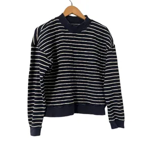 MADEWELL Striped Quilted Sweatshirt Pullover Sweater Top thumbnail 8