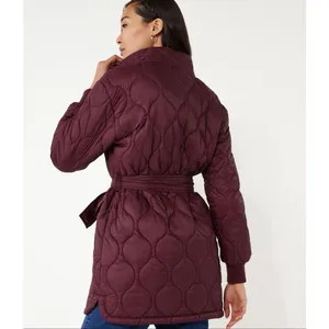 Time and Tru burgundy onion quilted puffer barn jacket size M 8/10 thumbnail 8